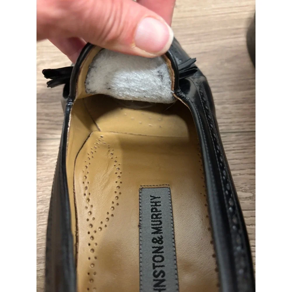 Vintage‎ Johnston & Murphy Mens Black Leather Tassel Loafers Wingtip Shoes 10.5